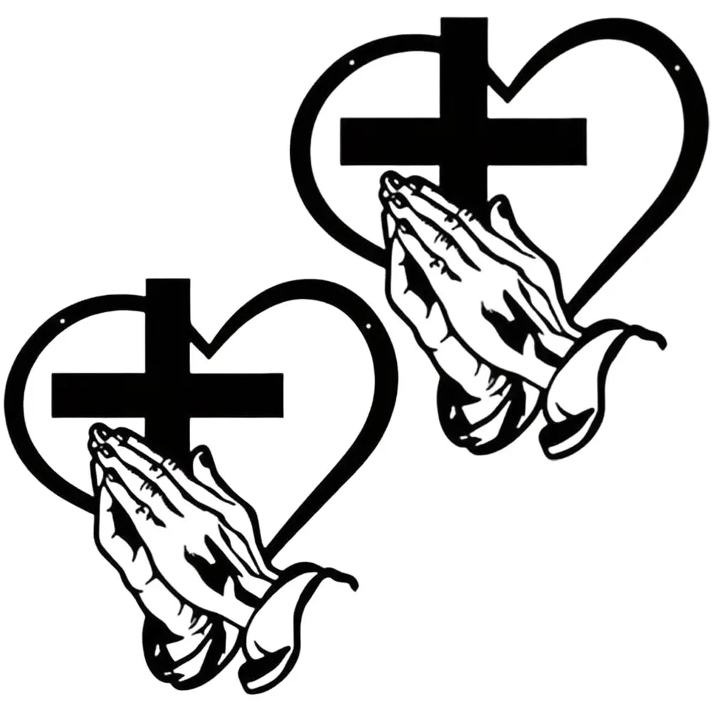 Elegant Metal for cross Wall Hanging Featuring Interlocking Hands Symbolizing Love and Faith for Spiritual Home Accents