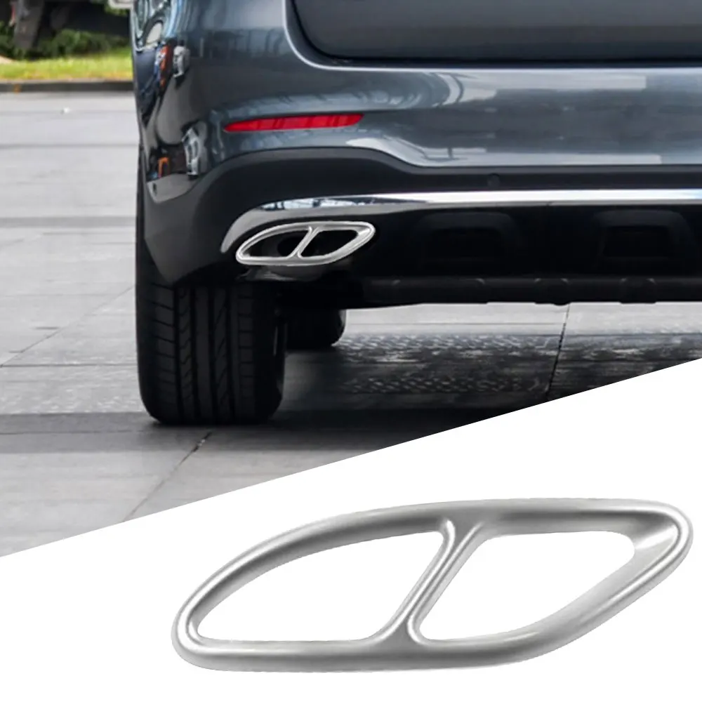2Pcs Chrome Stainless Steel Tail Exhaust Pipe Cover Trim For Mercedes Benz GLC 2016 2017 2018 2019 Car Accessories 4