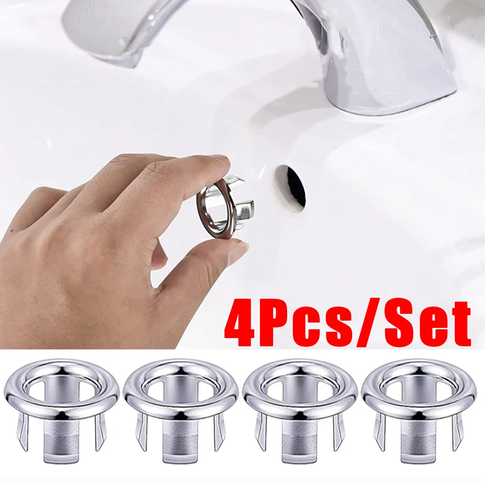 Cubierta de desbordamiento para grifo de lavabo de baño, tapa de orificio de repuesto, anillo embellecedor, accesorios de baño, 4/1 piezas