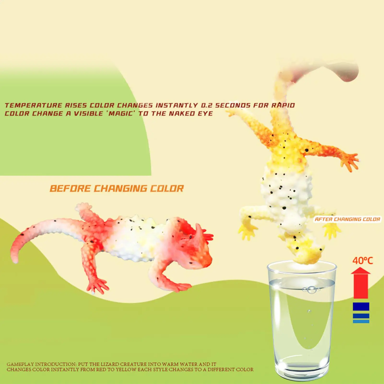 Animali che cambiano colore 6 pezzi Lucertola Animale elastico Design senza foro Riempitivi per sacchetti regalo Bomboniere per ragazzi Ragazze Bambini Età