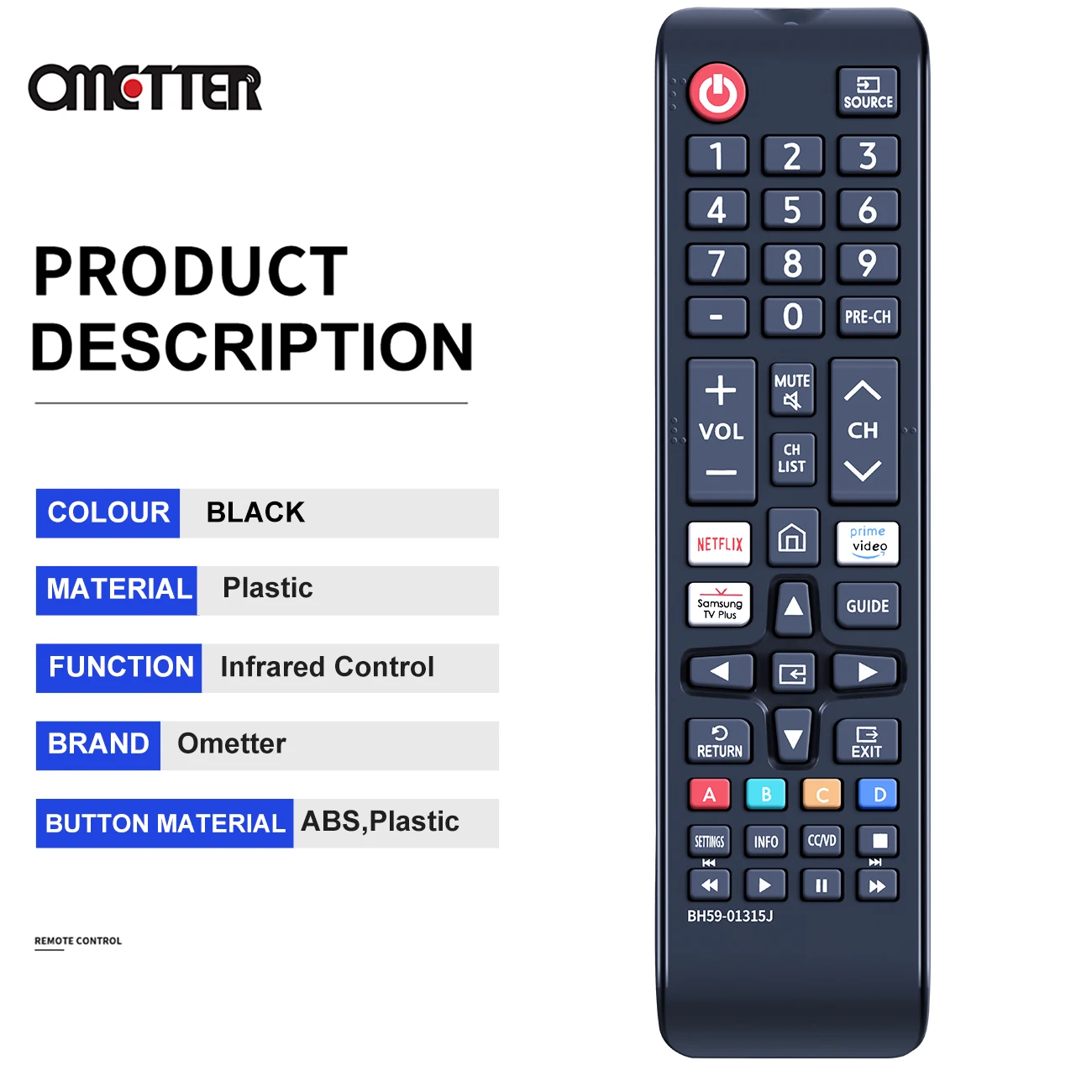 Substituição Universal para o Controle Remoto da TV Samsung Smart UN65TU7000FXZC BN59-01315J UN70TU7000FXZA UN75TU7000FXZA Netflix
