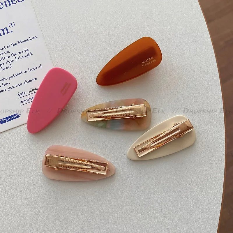 Novos grampos de cabelo bonitos acetato pequenos presilhas geométricas simples cor pastel grampos de cabelo coreano ins acessórios femininos pinos laterais