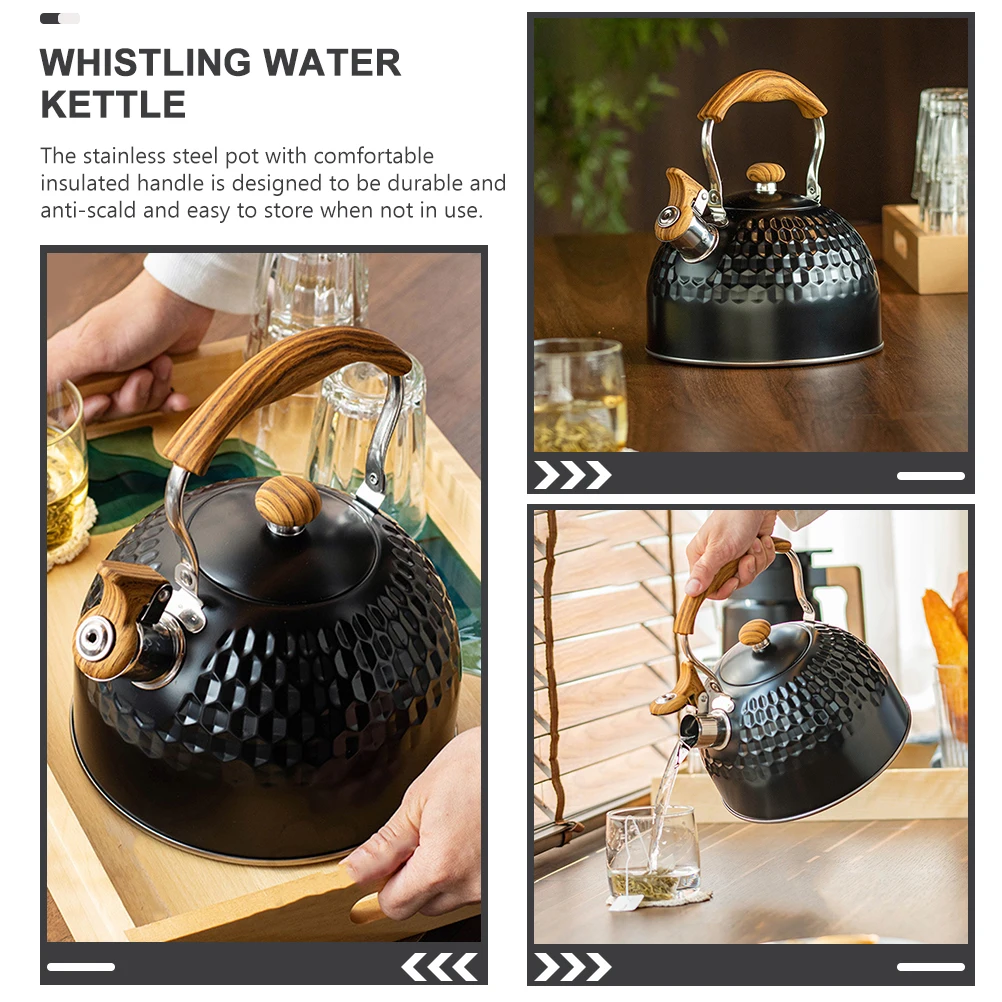 

Stainless Steel Kettle 2.5L Stovetop Water Boiler Anti-Scald Handle Large Mouth Induction Gas Home Kitchen Supply