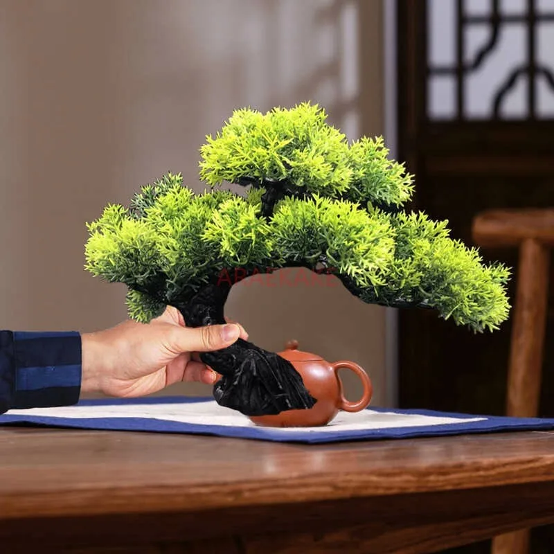 Simulated Welcome Pine, Green Plants, Leaves, Potted Plants, Fake Pine Trees, Props, Bonsai Decorations - Image 2
