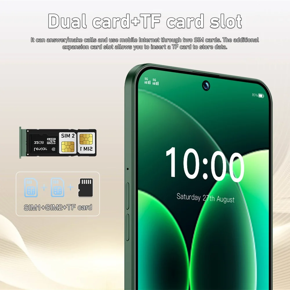 K-Touch Hot Smartphone 5G For M18 Pro Max Mobile Phones 22G+2TB Cheap Cell Phone Android Unlocked 7800mAh Battery 5G Dual Sim Card 48MP+16MP 7.3 Inch HD Full Display Face Recognition Android 15 Cell Phone