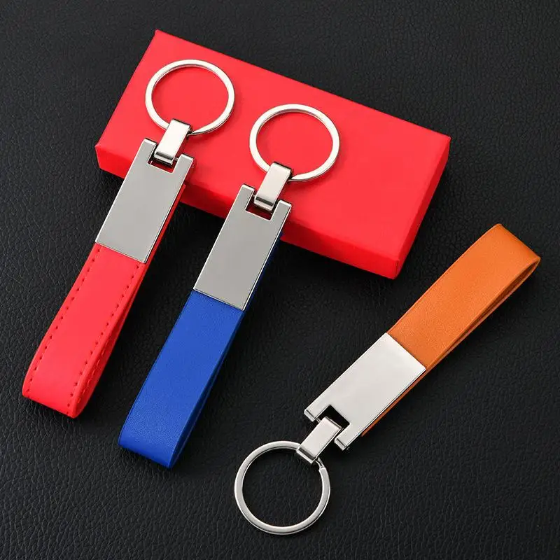 1pc Keychain Personalized Metal Leather Key Ring Car Accessories Gift