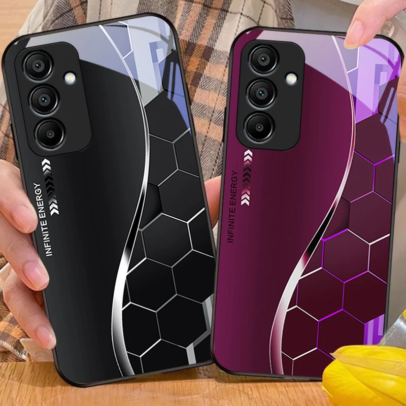 الخيال العلمي فضي أبيض لسامسونج غالاكسي A15 5G 54 4G 51 50 24 35 90 71 12 51 53 52S 80 22 34 الأسود الزجاج المقسى جراب هاتف #3