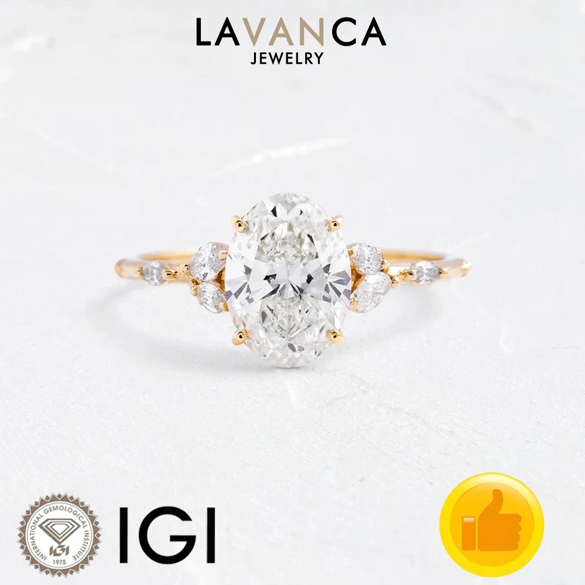 9K/14K/18K Yellow Gold Lab Created Diamond Ring IGI Certified Oval Cut Lab Diamond Engagement Ring Fine Jewelry For Women