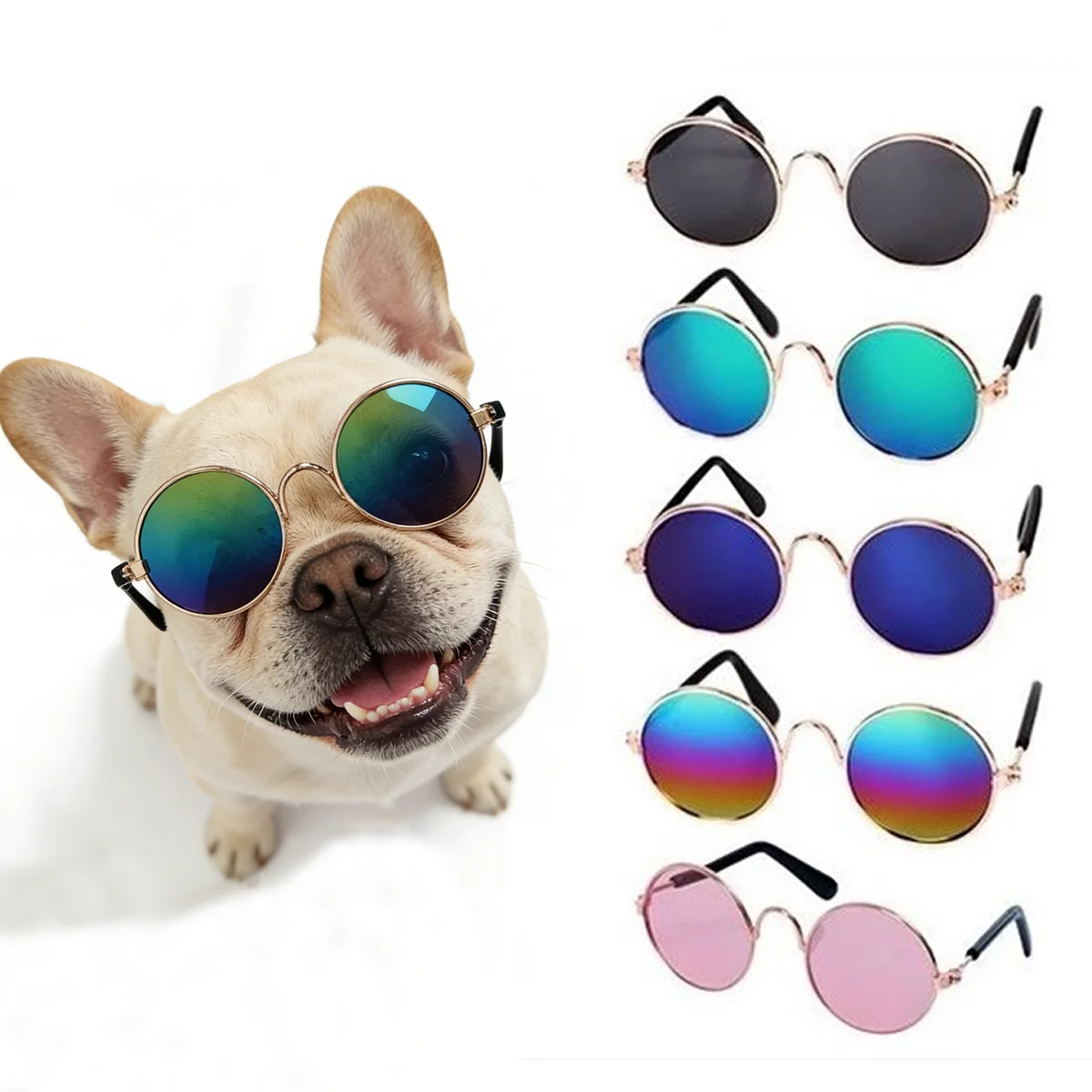 1 Pc Vintage Round Pet Sunglasses Cute Dog Cat Sunglasses UV Protection Multiple Color Props & Fashion Accessories