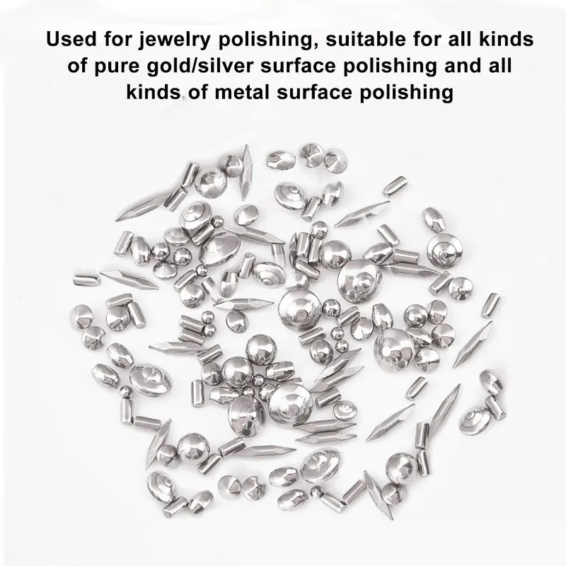 1pound 4 Shapes Stainless Steel Polished Beads Tumbling Media Pins Burnishing Media Shot for Rust Removal,Rough Polishing