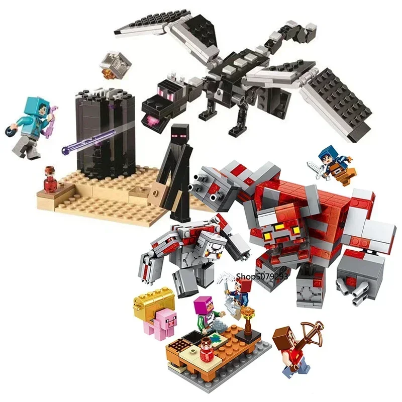 my world The Mountain cave  Redstone Battle  Ender Dragon The Deep Dark Battle Building Blocks  Toys for children Christmas Gift