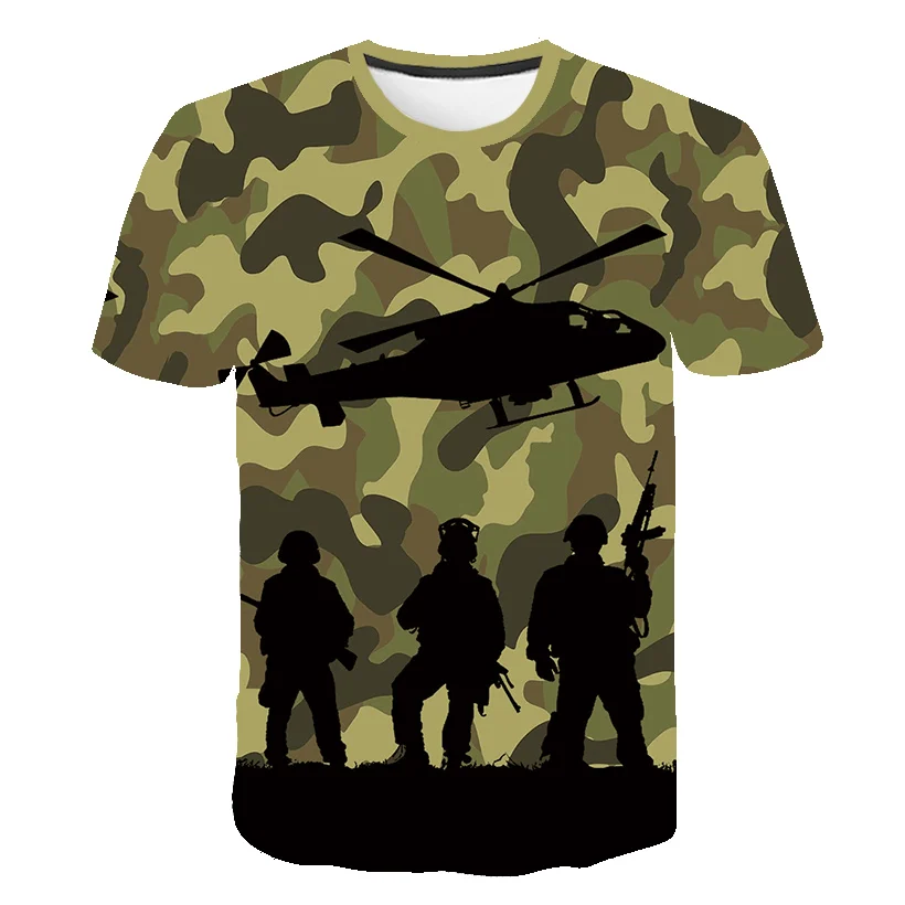 Camouflage Color Graffiti 3D  Printing T-Shirt Boys Girls Anime Graphics Kids Pattern Children\'s Baby O-Neck Top Summer Clothes