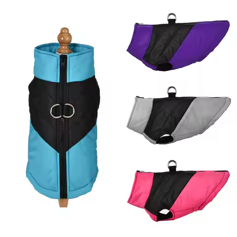 Warm Dog Clothes Windproof Winter Zipper Costumes For Small Medium Dogs Cats Vest Coat with D-ring Chihuahua Schnauzer Outfits