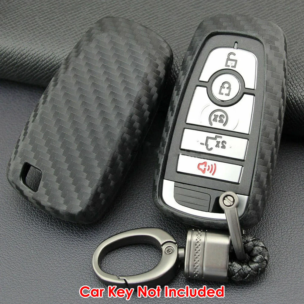 Carbon Car Key Fob Case Cover For Ford Focus MK4/Explorer/Mondeo/Fusion/Mustang/Edge/Eco-Sports/F-150/F-250/Expedition 2019 2020