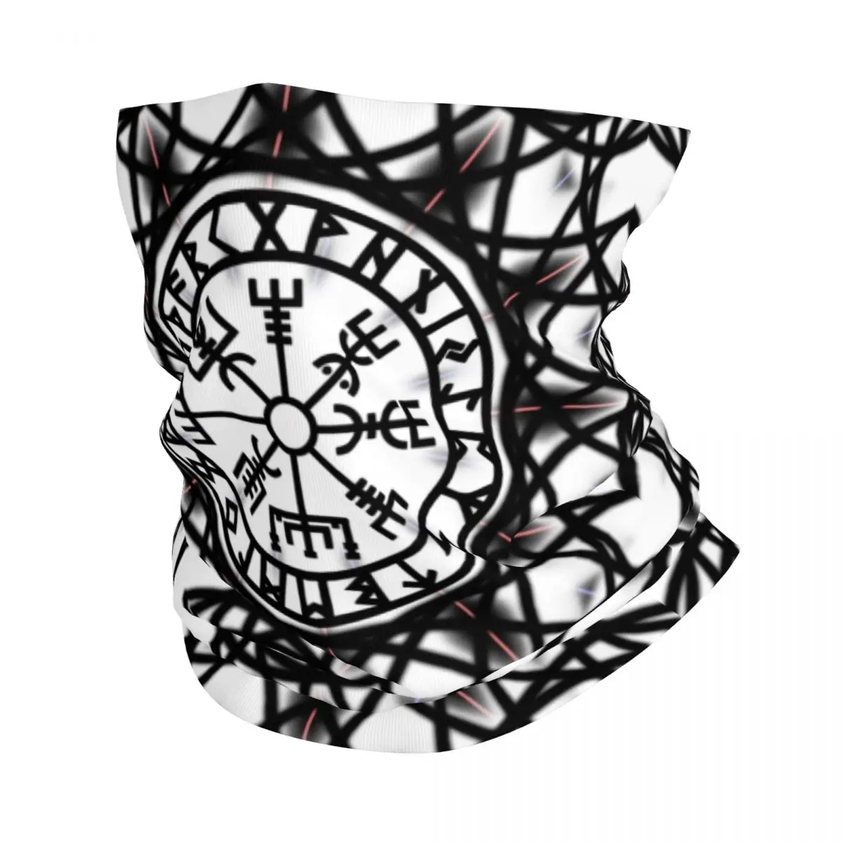 Vegvisir Futhark Runes Compass Viking Bandana Neck Warmer Women Men Winter Ski Hiking Scarf Gaiter Viking Valhalla Face Cover