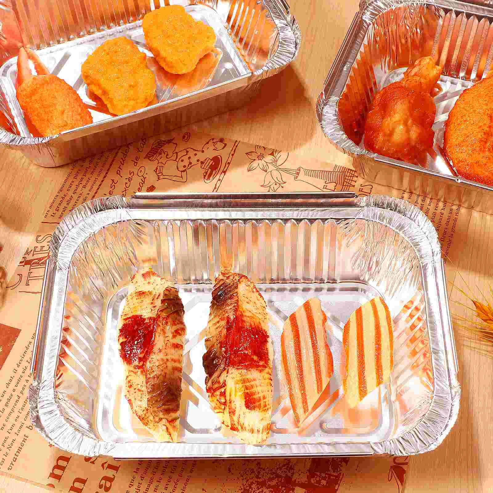 20 قطعة مقلاة من رقائق الألومنيوم صينية فرن للاستعمال مرة واحدة سعة كبيرة صينية الخبز مقلاة شواء المطبخ الطعام أطباق الخبز المقالي احباط