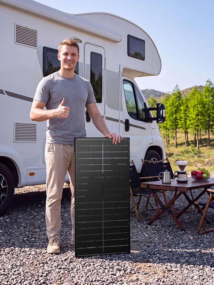 RVPOZWER 400W/200W/100W 12V Doppelseitige Solarmodule Monokristallin 25,5% Hocheffizient 18BB-Zellen PV-Stromerzeugung für Hausdach Camping