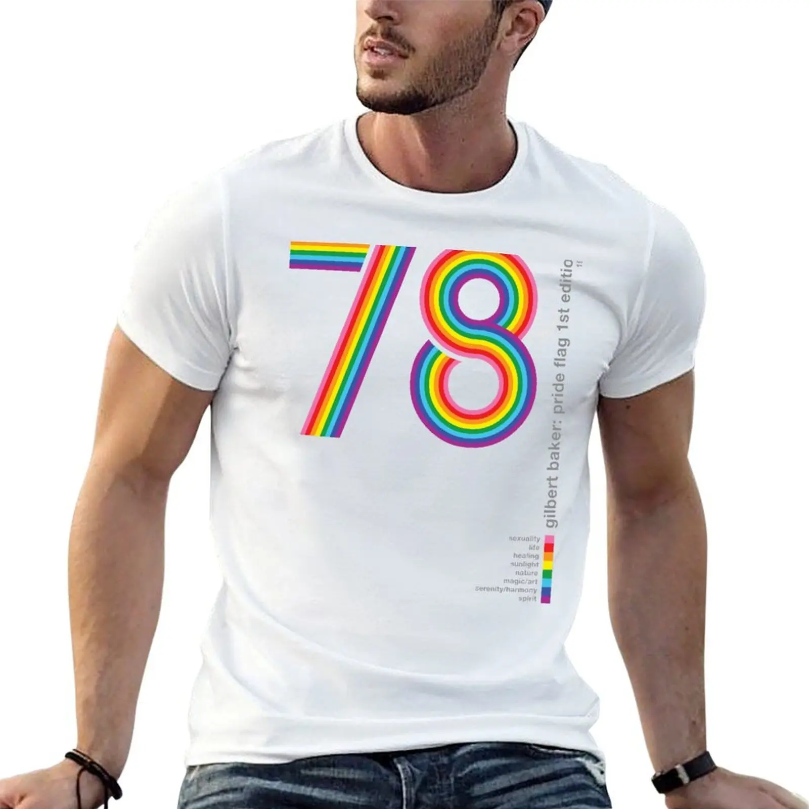 

Pride Flag 1978: Gilbert Baker Tribute T-Shirt t shirts for man graphic tees man t shirts for men casual T-Shirt