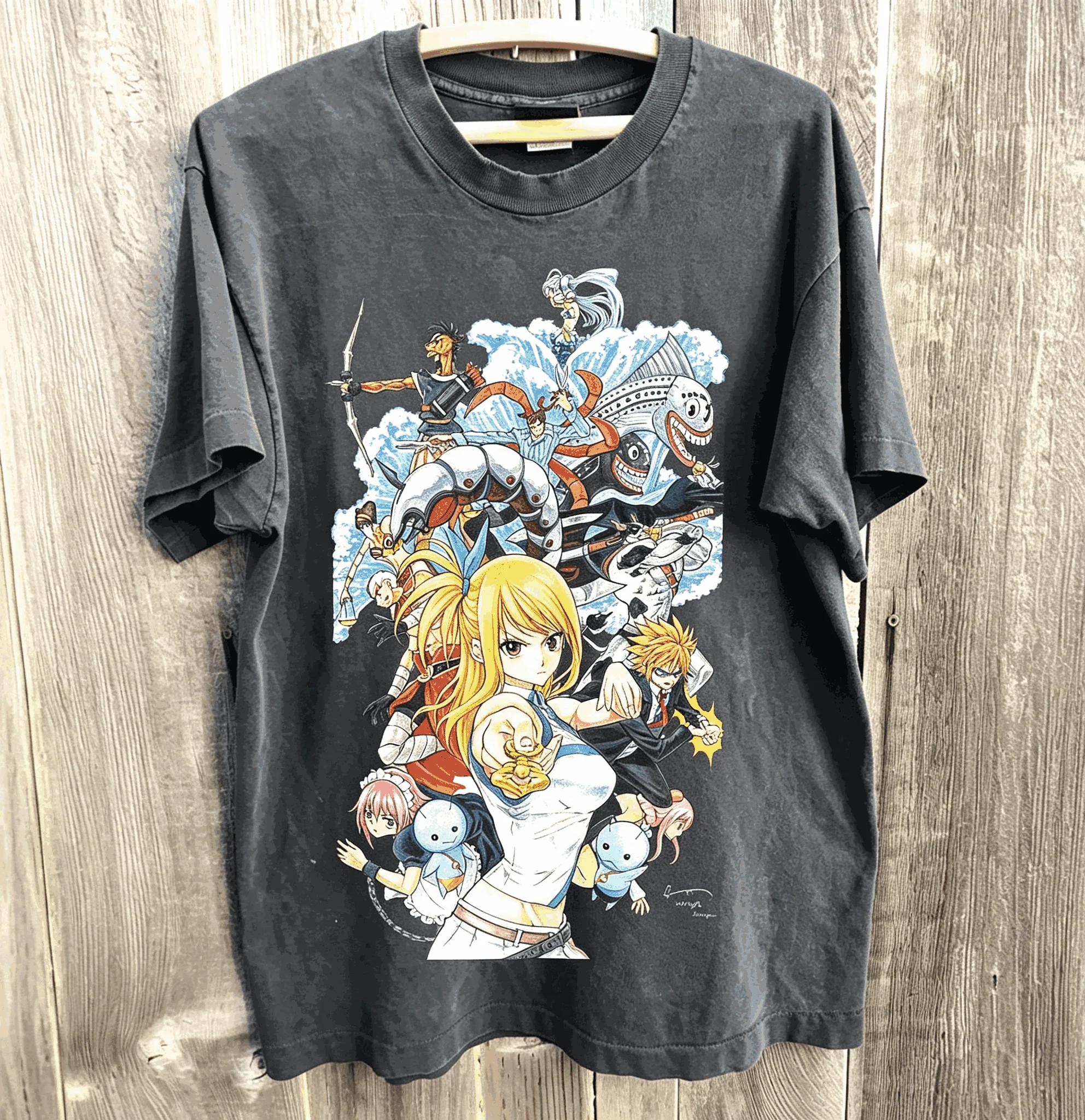 FAIRY TAIL Washed T-shirt Oversized Unisex Print T-shirts for Men Women Fashion Hip Hop Street Retro Fashion Couples hot product