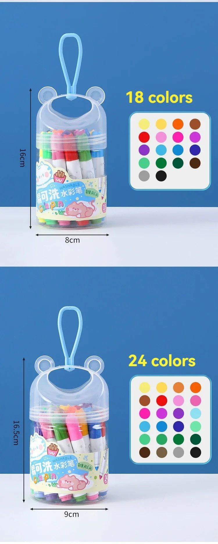 Waschbare Marker, Aquarellstift für Kinder, 12–24 Farben, waschbare Marker-Set, Farbmarker, Großpackung für Schulklassenzimmerbedarf – Detail 9