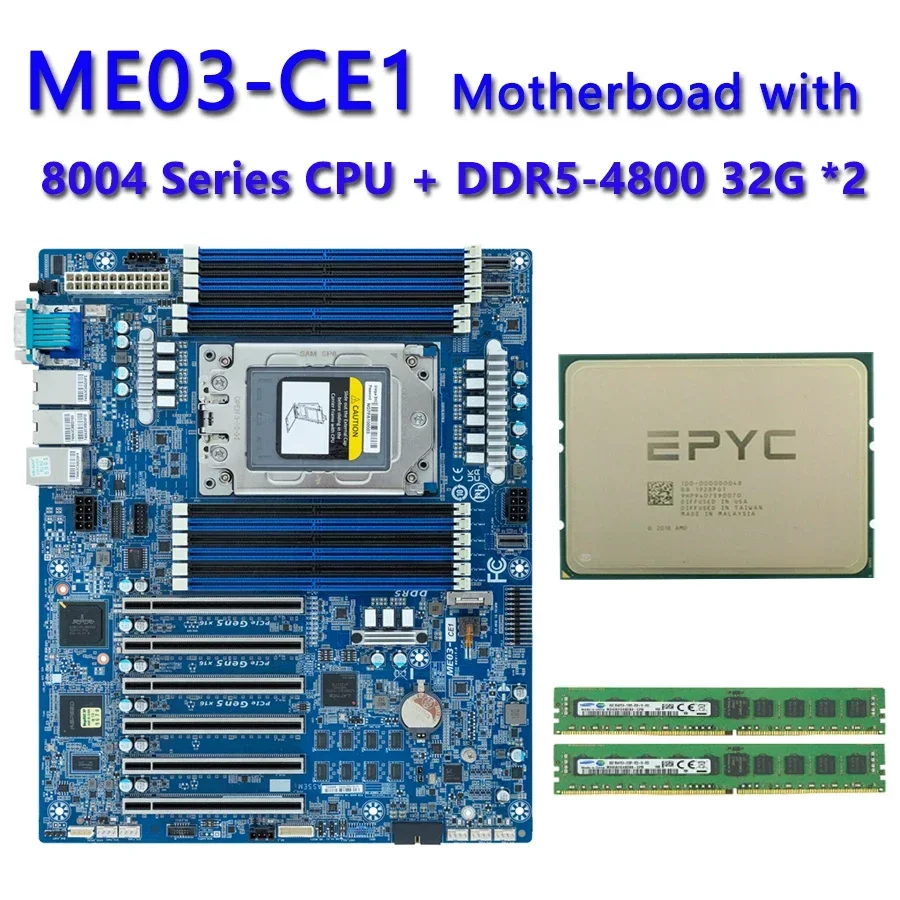 ME03-CE1 REV.1.0 / 32GB DDR5-4800 RAM AMD EPYC 8534P 8434P 8324P 8224P 8124P 8024P prosesor CPU diuji dengan baik sebelum pengiriman