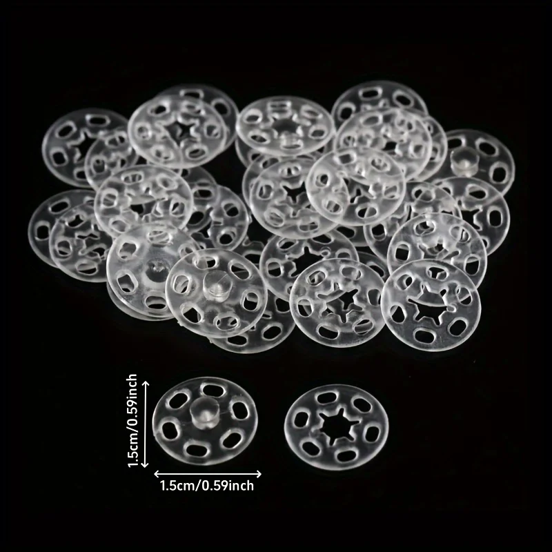 50pcs Set of Transparent Invisible Buttons, Durable Round Snap Buttons Suitable for Sewing DIY Clothing, Garments, Shirts