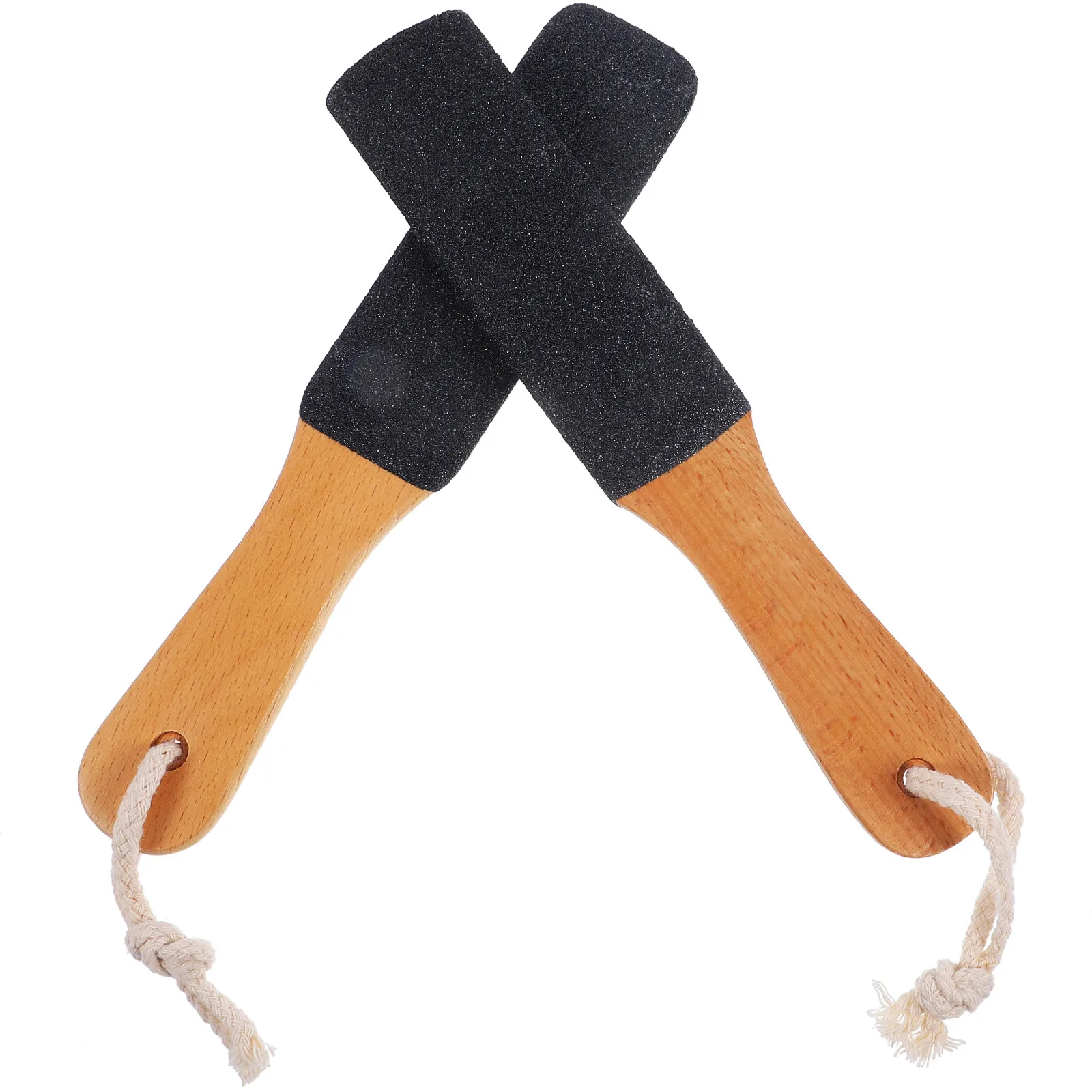 2Pcs Foot File Black Silicone Carbide Wooden Handle Dual-Sided Pedicure Tool Dead Skin Remover Callus Exfoliating Rasp Foot Care