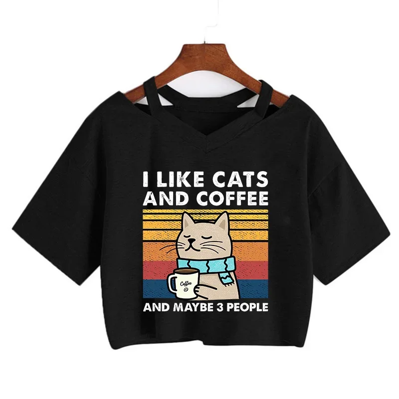 Ulzzang Aesthetic Crop Top Y2k 90s Funny Cute Cat T Shirt Women Shirt Harajuku Graphic T-shirt 90s Tshirt Top Tee Female Cropped