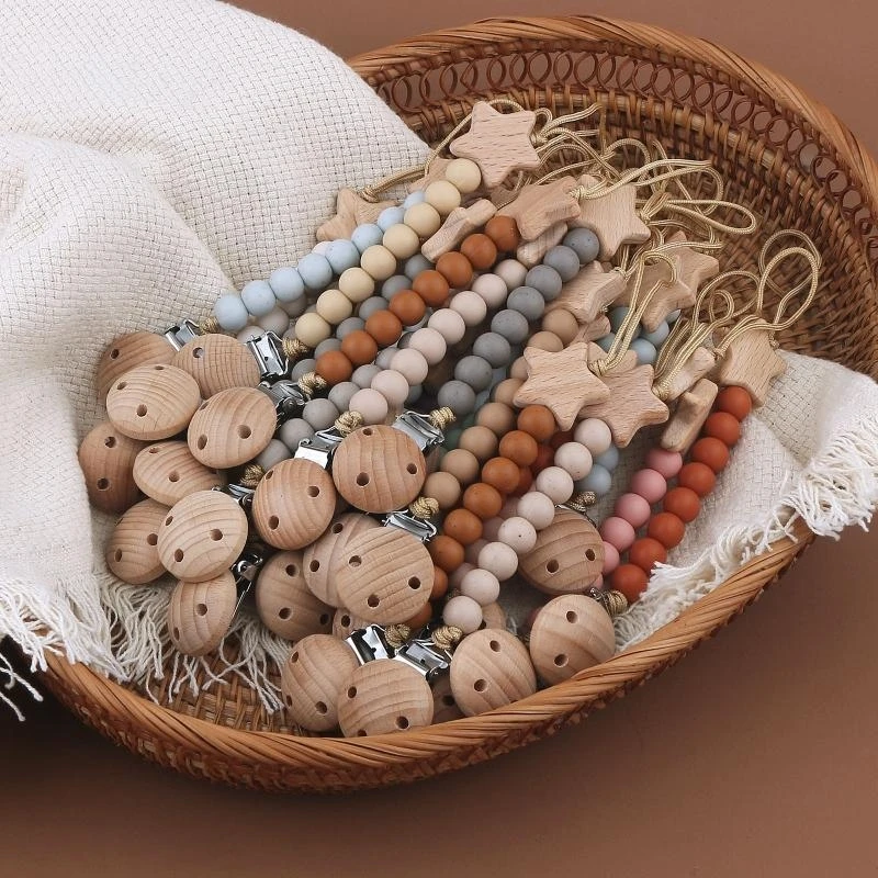 

M76C Baby Soother Clip Anti-drop Pacifier Chain Silicone Bead Nipple Hanging Holders