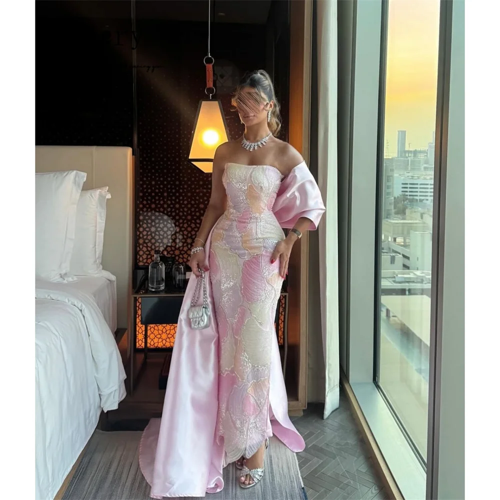 

Avery Custom Fishtail Tube Top Shiny Pink Curved Elegant Party Dresses 2026 Luxury Dress Evening 2026 Long Prom Dress Women's