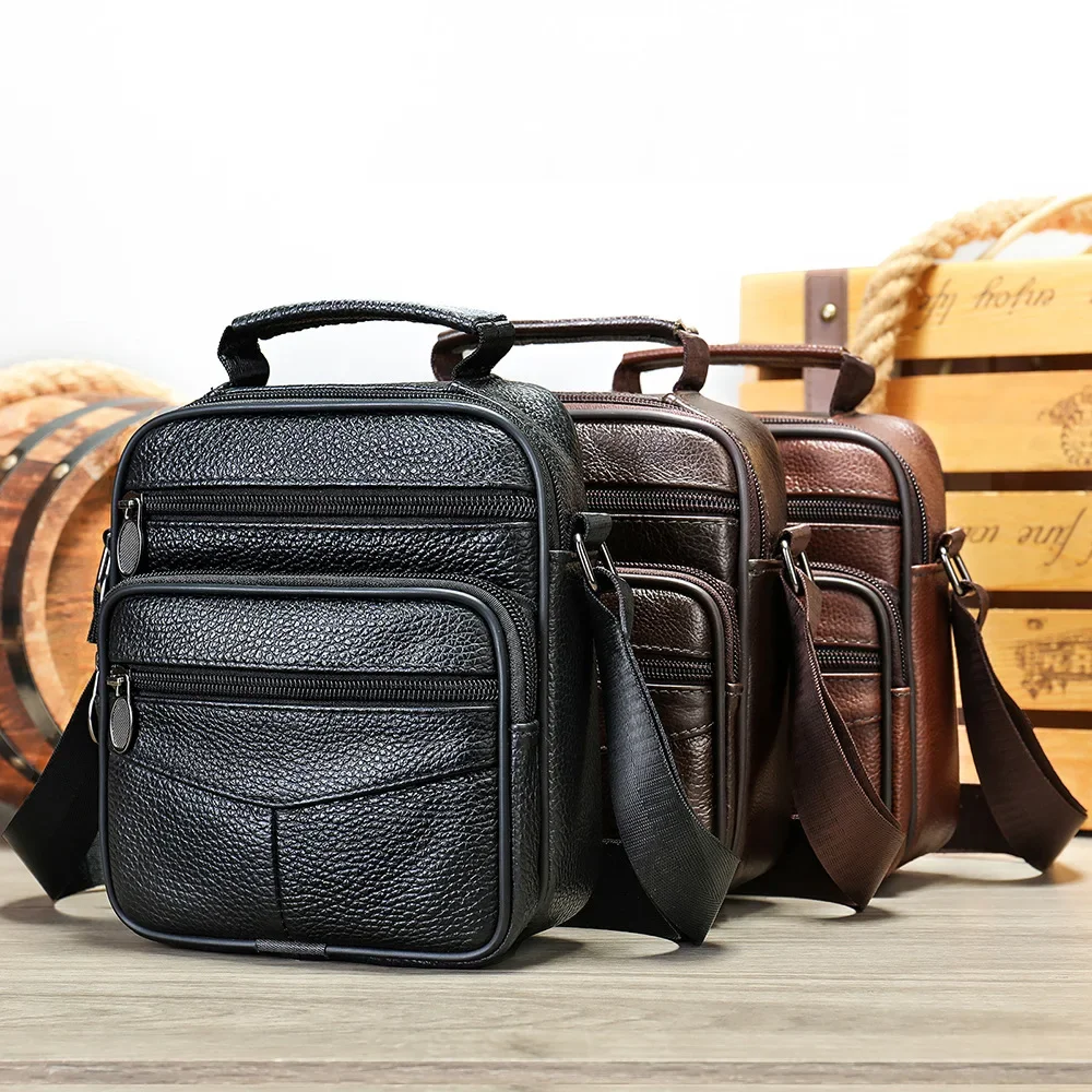 حقيبة أمازون الأكثر مبيعًا للرجال من الجلد الطبيعي ذات ملمس راقي في الهواء الطلق حقيبة كروس صغيرة غير رسمية للبيع بالجملة معدات الدراجات النارية التيار المتناوب #1