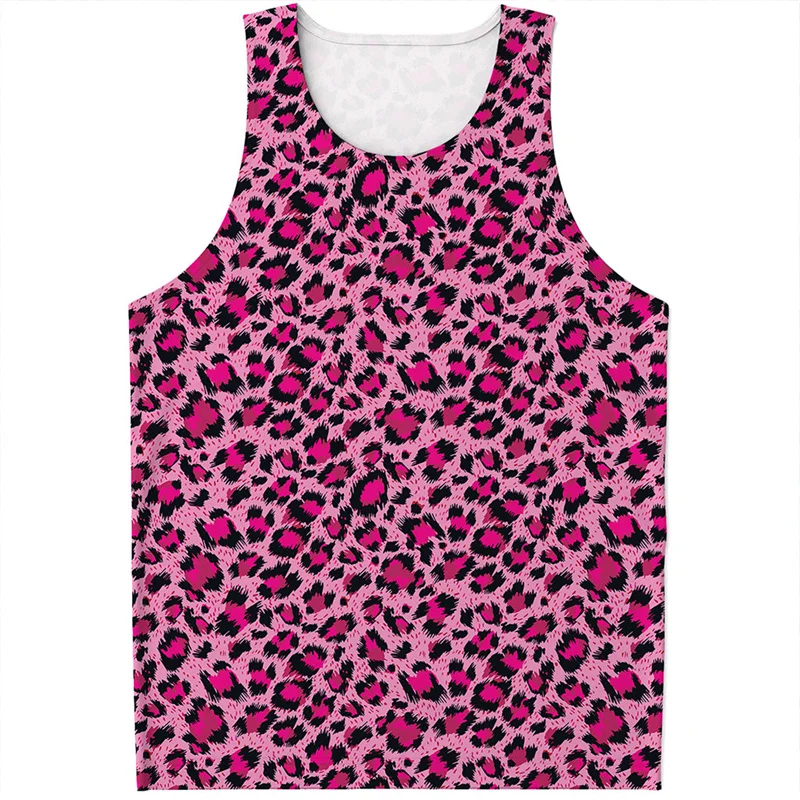 Popular 3D Print Leopard Tank Top For Men Summer Casual Sleeveless T Shirt Animal Skin Graphic Sports Tops Gym Muscle Vest