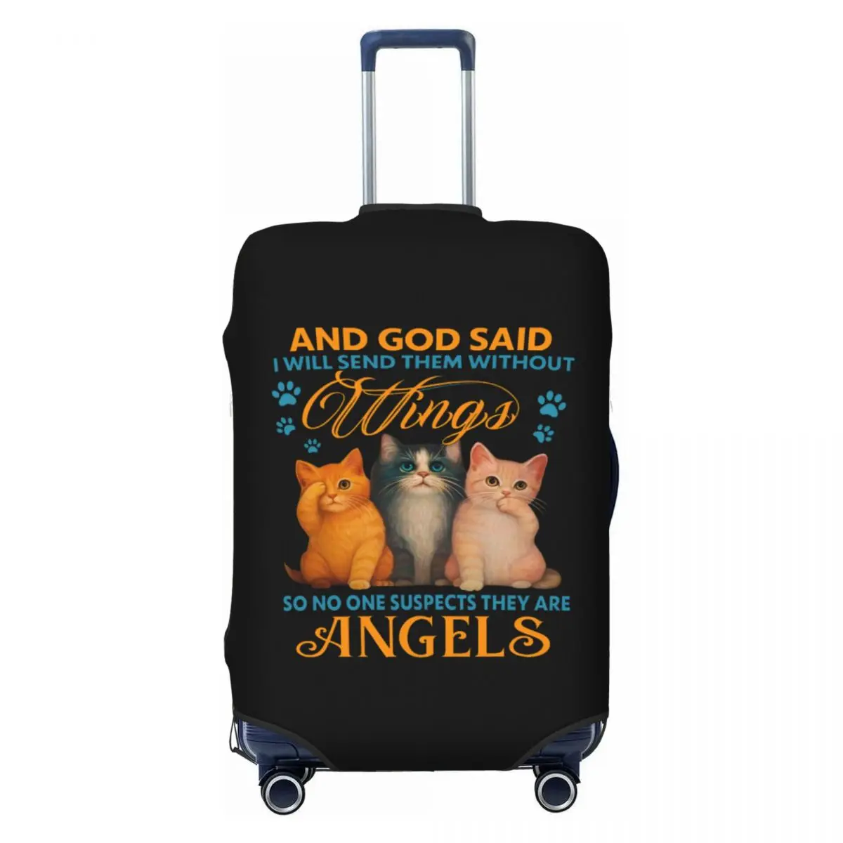 

Чехол для чемодана с забавным котом и ангелами, моющийся чехол для багажа ко Дню отца, защита для 18-32 дюймов