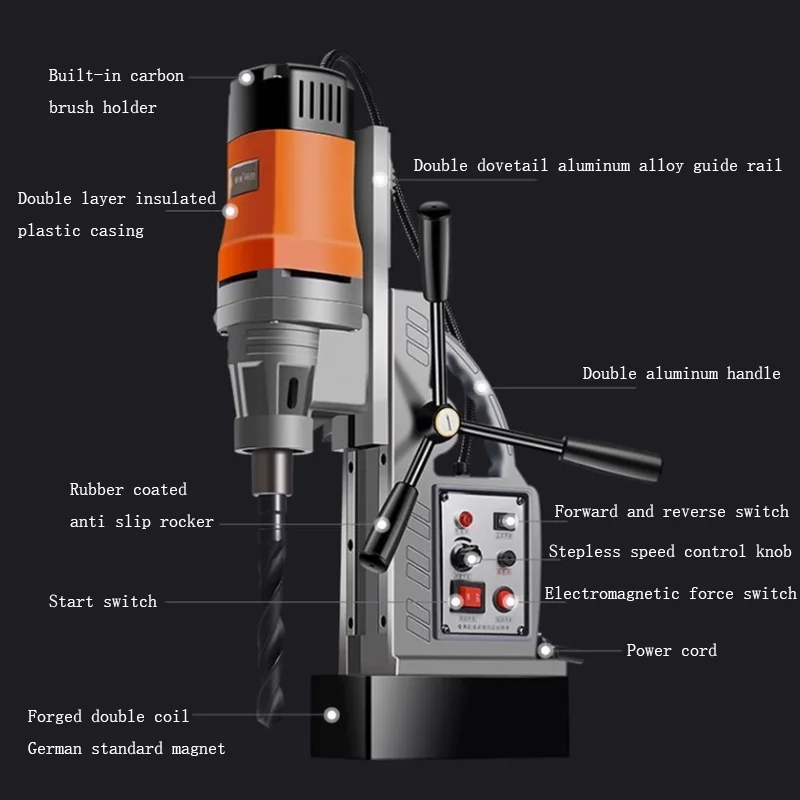 TN25/TN30 Drilling Machine Iron-absorbing Electromagnetic Drill Industrial-grade Magnetic Seat Drill Speed Regulation High-power