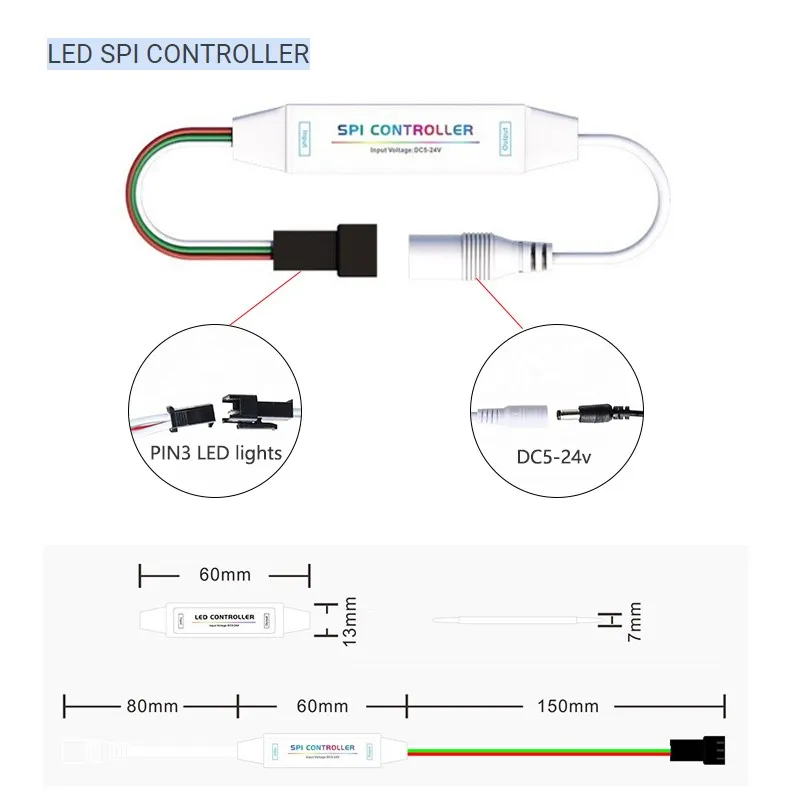 Imagem -04 - Mini Led Magic Color Pixel Lamp Controller Dream Dimmer 2.4g rf sem Fio Toque Remoto dc 524v 12v Luzes de Tira Endereçáveis