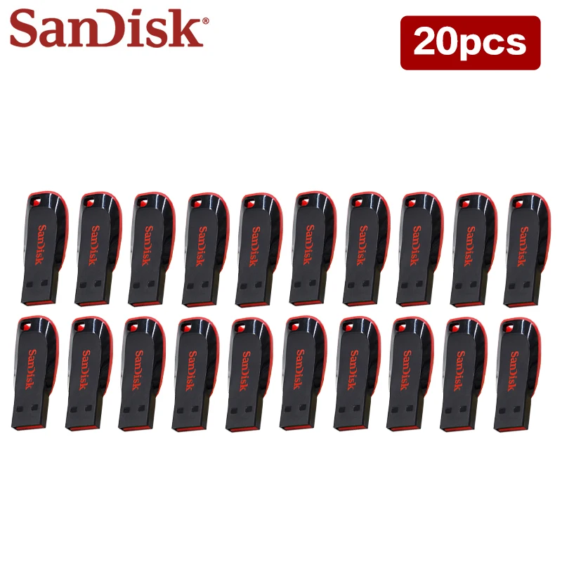 20pcs Wholesale SanDisk USB 2.0 Pen Drive CZ50 U Disk 16GB 32GB 64GB 128GB Original USB Flash Drive Memory Pendrive for Computer