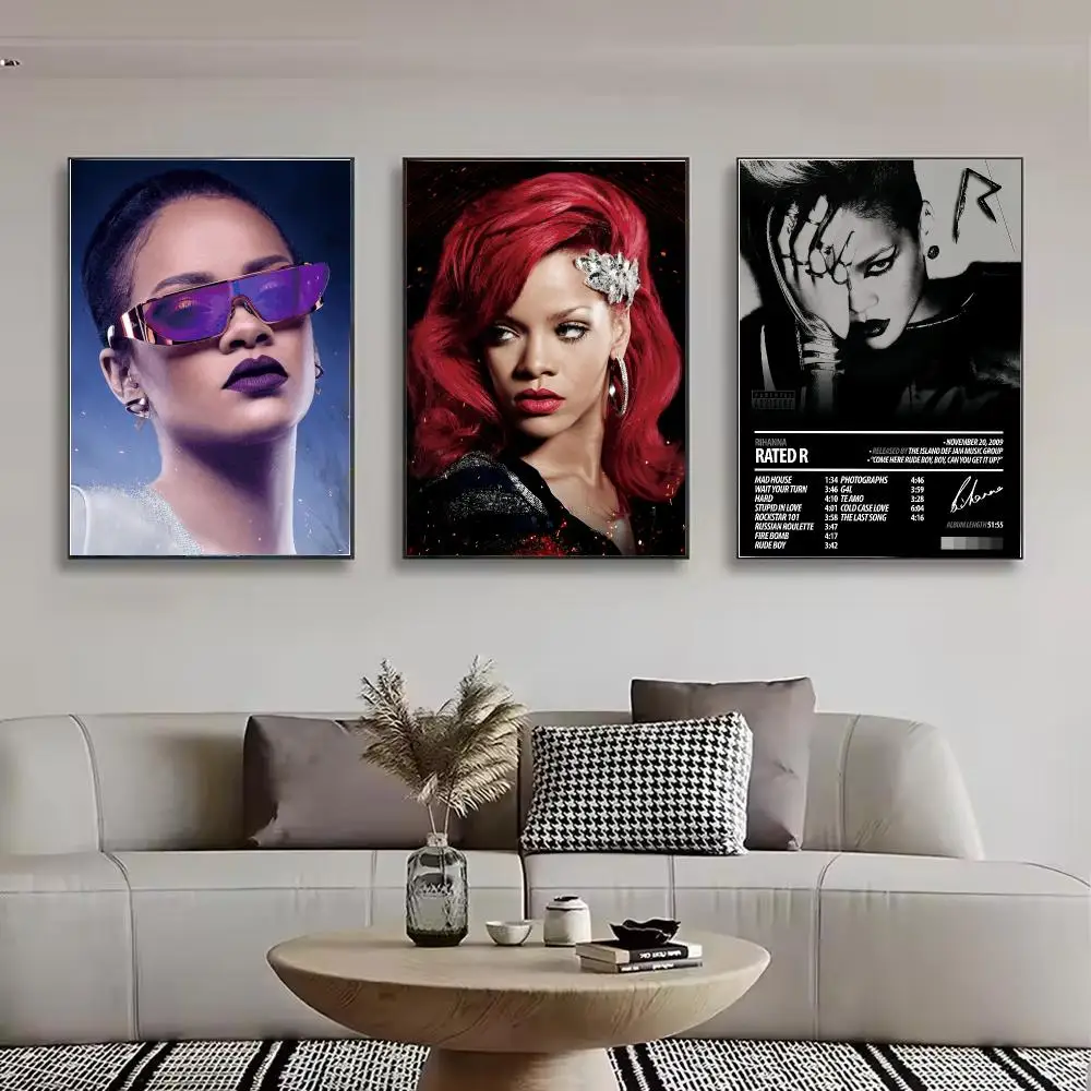 Singer R-Rihanna Painting Calligraphy Stylish Canvas Poster Wall Art for Bedroom Living Room Study Home Decor Gift