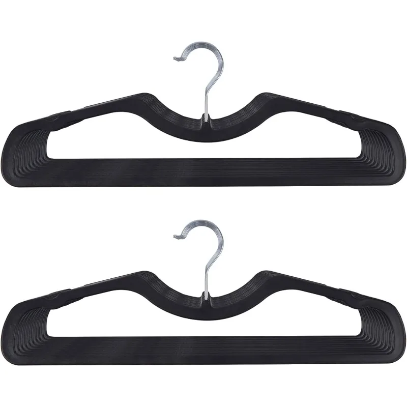 

Premium Black Plastic Hangers, Slimline Space Saving Hangers for Clothes, Closet Organizer for College Dorms, RVs & More Creates