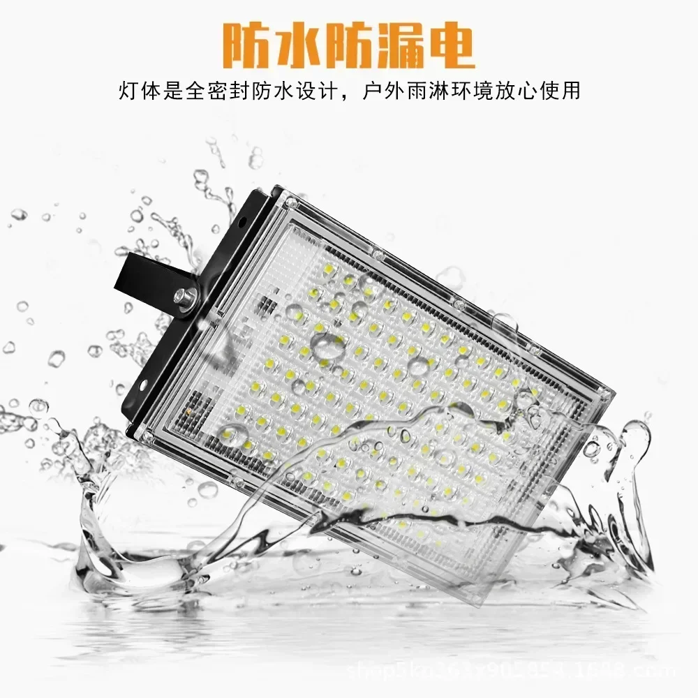 Outdoor LED Floodlight 50/100/200W Wall 220V Black Body Flood Lamp Street IP65 Waterproof Garden Square Spotlightled