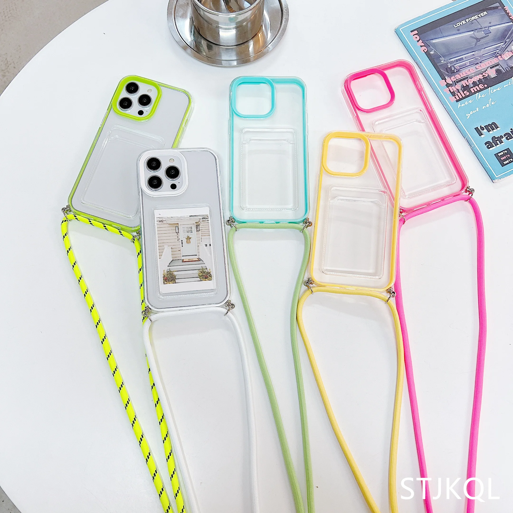 Crossbody Lanyard Rope Wallet Card Slot Holder Clear Case For iPhone 14 11 12 13 Pro Max Mini XS X XR 6 S 8 7 Plus SE Soft Cover