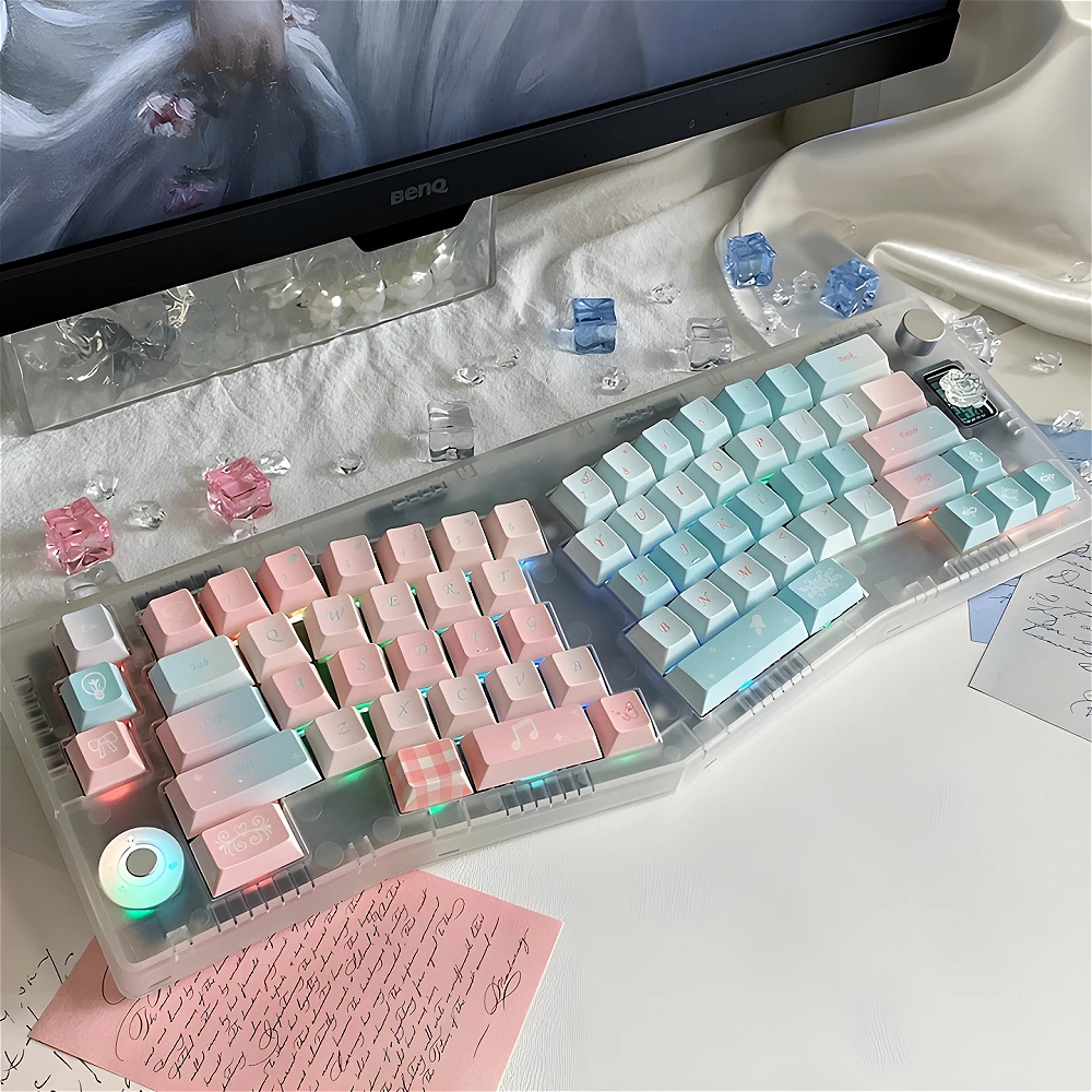 

Cherry 138 Keys, Blue Pink Dream Dream Gradual Change Keycap Set PBT Set for Mx Cherry Gateron Switch Mechanical Keyboard Kit