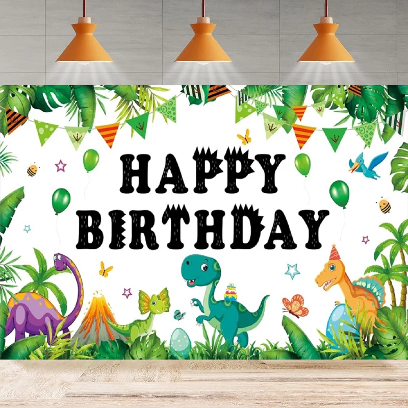 

Photography Backdrop Themed Dinosaur For Kids Boys Happy Birthday Home Party Backdrop Wall Banner Decor Photo Booth Background