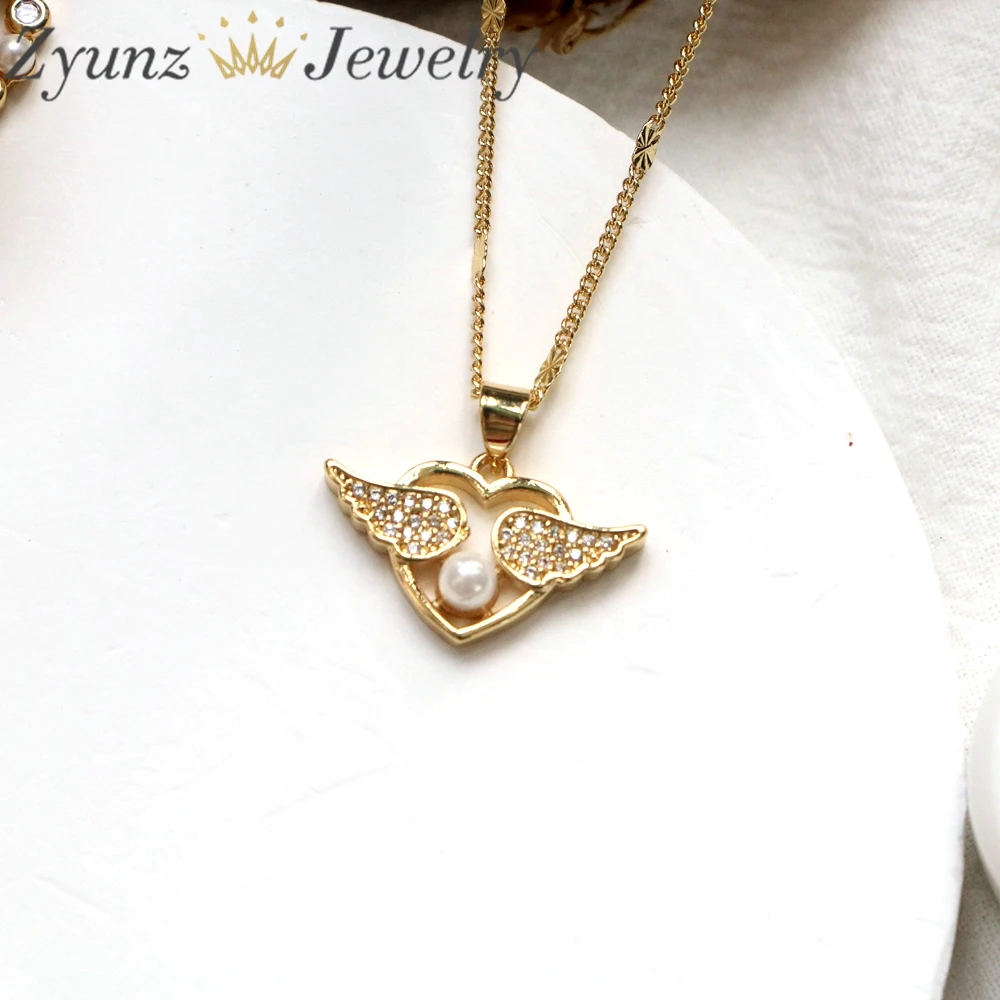 10PCS, Elegant Jewelry Pearl Shell Heart Flower Star Pendant Necklace Gold Color Unquie Women Fashion Necklace