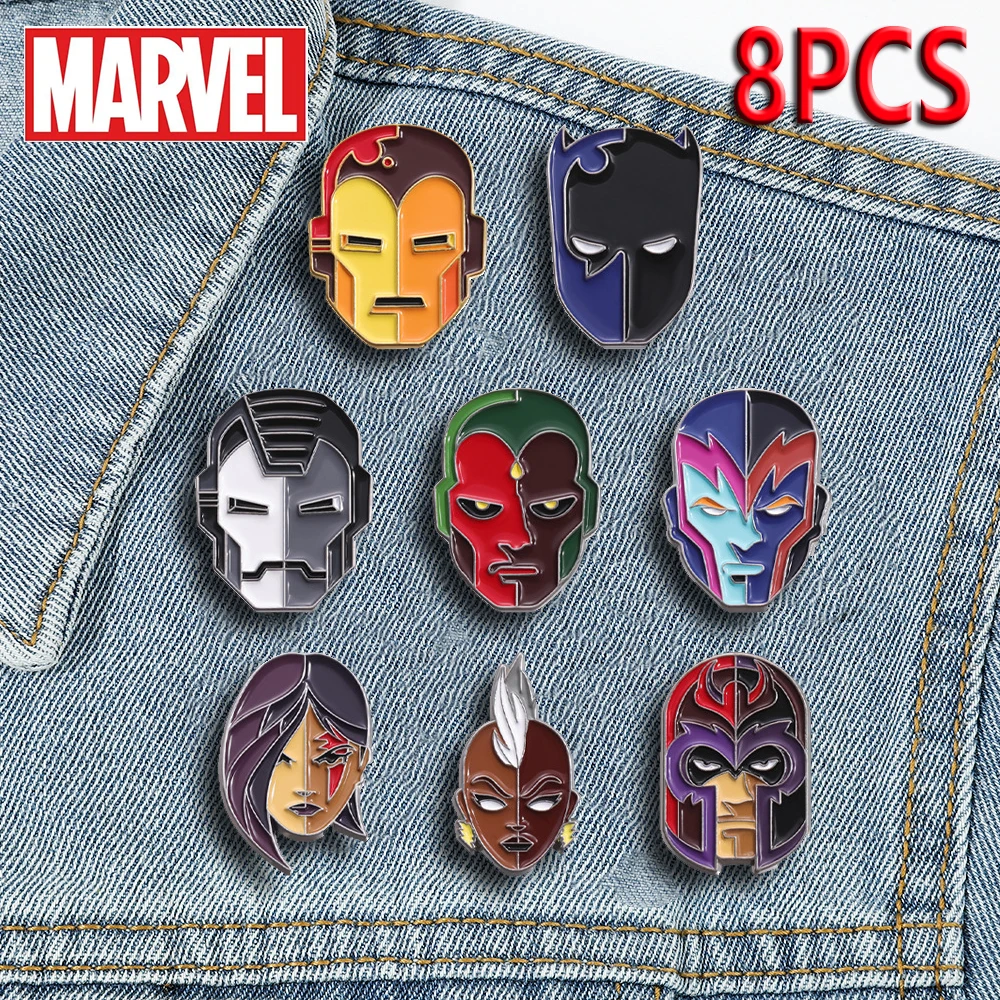 

Disney Movie Avengers Iron Man Black Panther Magneto Button Brooch Superhero Enamel Lapel Pin Trend Women Jewelry Brooches