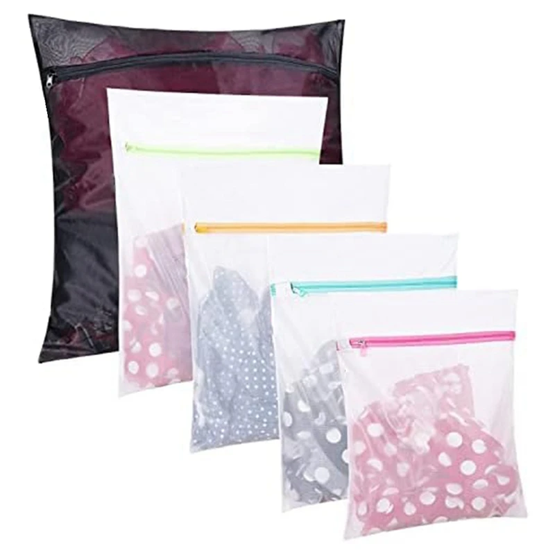 Set Of 5 Mesh Laundry Bags-1 Extra Large, 2 Big & Medium For Blouse, Hosiery, Travel