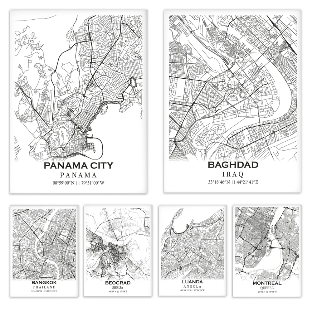 Montreal, Gradacic, Belgrade, Berlin, Jablanica, North Korea, Prijedor, Panama, Luanda, Jacksonville, Abu Dhabi map poster