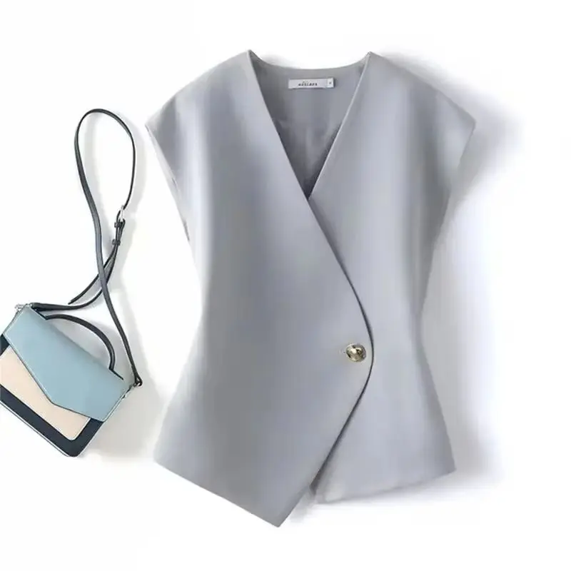 

Women Blazer Vest Coat 2025 New Spring Sleeveless Advanced Sense Female Vest Jacket Casual Appear Thin Fashion Ladies Waistcoat