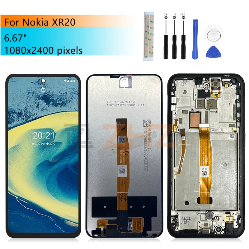 IPS LCD For Nokia XR20 Display Touch Screen Digitizer Assembly With Frame For Nokia XR 20 Lcd With Frame Replacement Repair Part