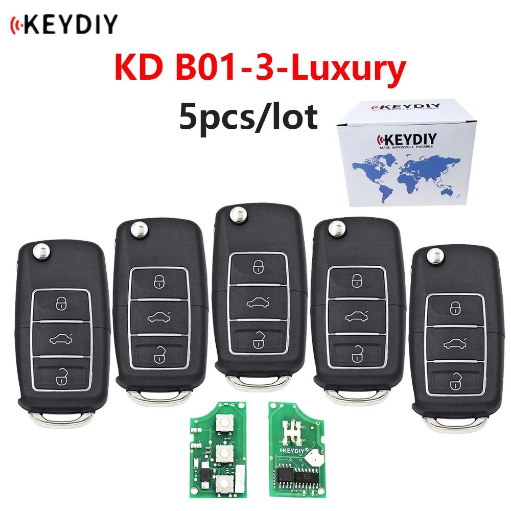 5PCS/LOT KEYDIY Original 3 Button KD900/KDMINI B Series Multi-color Remote Control B01-3 For Volkswagen VW KD-X2/MAX Key