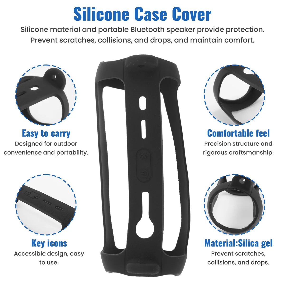 For JBL Flip 6 Case Cover Audio Storage Bag with Shoulder Strap Carabiner Travel Carrying Protective Storage Bag ST